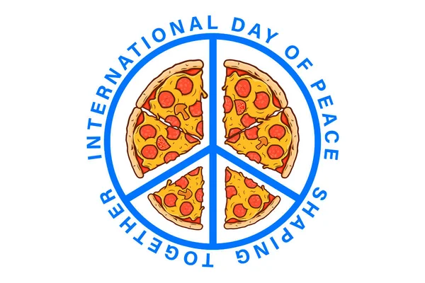 Internationale Dag Van Vrede Met Pizza Als Symbool Van Vrede — Stockfoto
