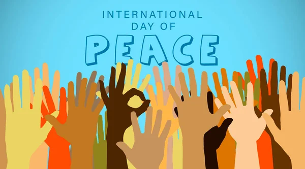 Internationale Dag Van Vrede Vele Handen Met Verschillende Huidskleuren Close — Stockfoto