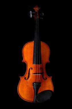 Keman Orkestrası müzik aletleri siyah arka plan üzerine