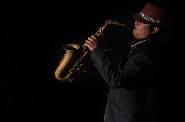 Young male saxophone player — Stock Photo, Image