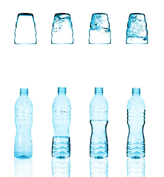 Pouring water into cold bottles — Stock Photo, Image