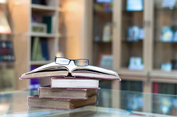 Old books with glasses — Stock Photo, Image