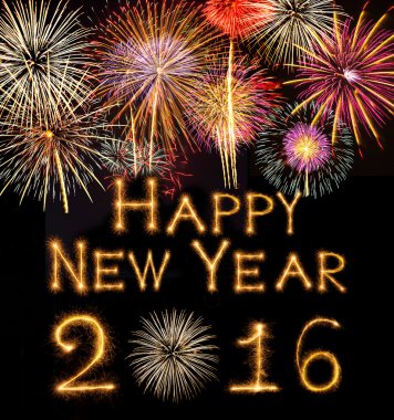 Mutlu yeni yıl 2016 havai fişek ile 