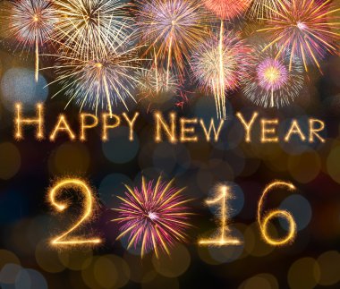 Mutlu yeni yıl 2016 havai fişek ile 