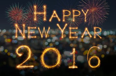 Mutlu yeni yıl 2016 havai fişek ile 