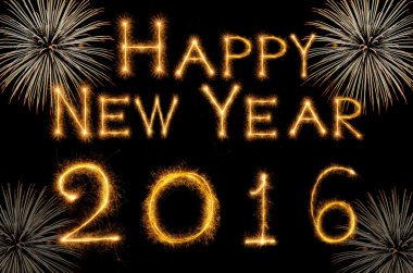 Mutlu yeni yıl 2016 havai fişek ile 