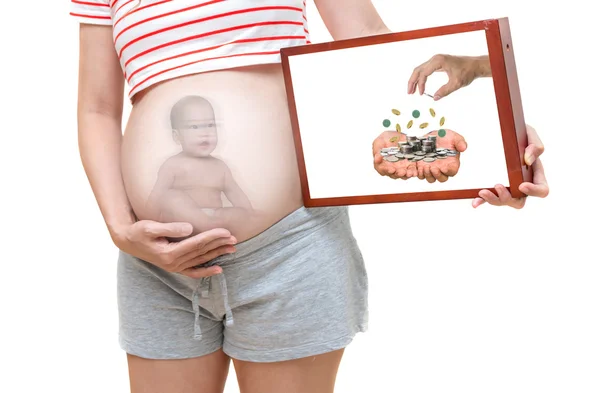 Pregnant woman with happy asian baby — Stock Photo, Image