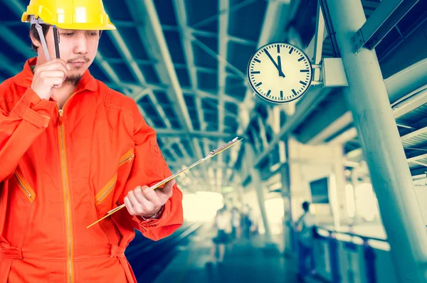 Asian engineer thinking — Stock Photo, Image