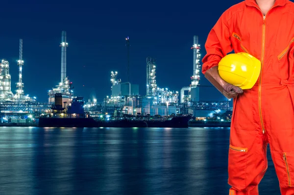 Asian engineer holding yellow hardhat — Stock Photo, Image