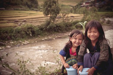 Tanımsız Vietnamca Hmong çocuk 