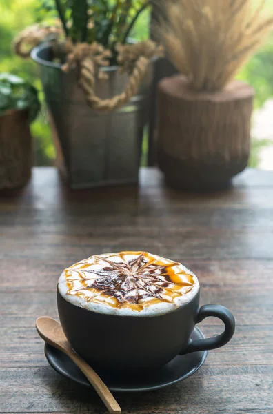 Ποτήρι καφέ Latte art — Φωτογραφία Αρχείου