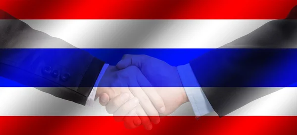 Businessmen Handshake on Thailand flag — Stock Photo, Image