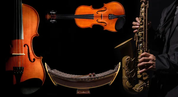 Instrumentos musicais de orquestra de violino — Fotografia de Stock