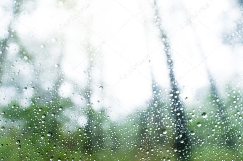 Rain drops on window glass 