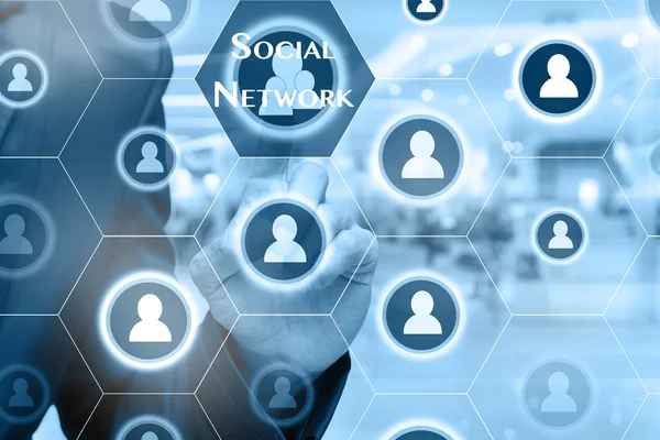 Συγκινητικό κοινωνικό δίκτυο το εικονίδιο επιχειρηματίας — Φωτογραφία Αρχείου