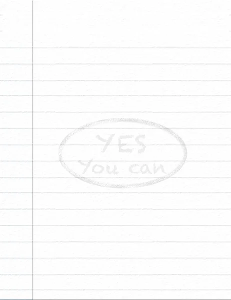 Notebook paper with Yes You can — Stockfoto