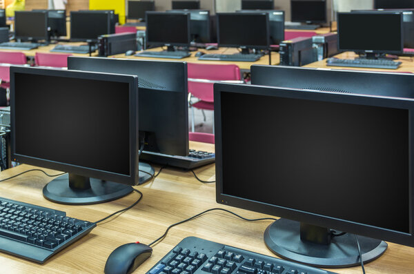 Many rows of computers in Computer Lab 