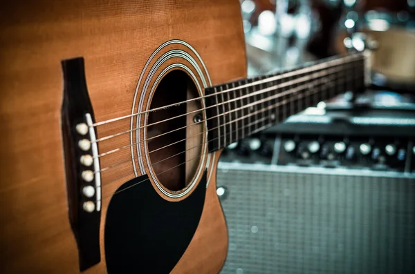 Primer plano Guitarra, concepto musical —  Fotos de Stock