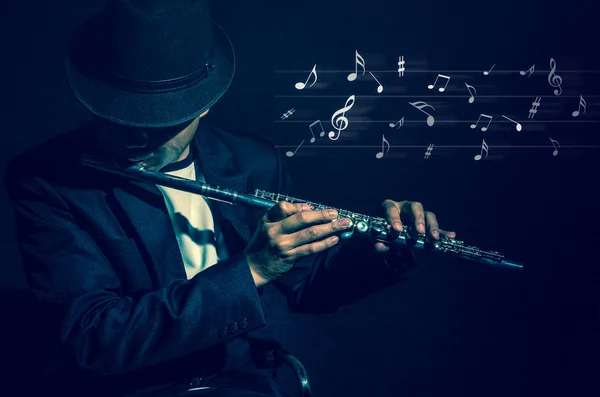 Flutist musician performer — Stock Photo, Image