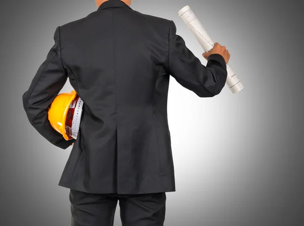 Ingeniero de traje con casco naranja —  Fotos de Stock