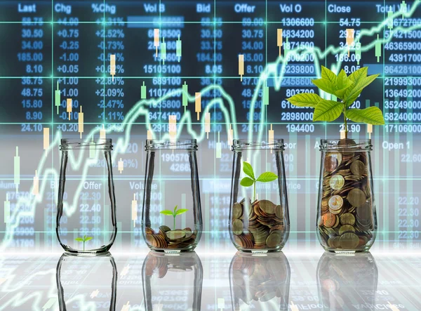 Gold coins and seed in clear bottles