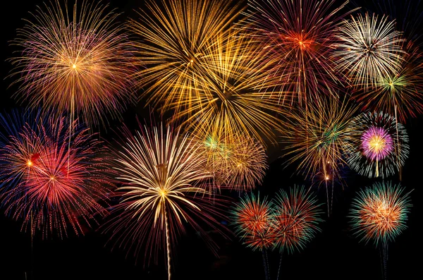 Fantastic festive new years fireworks Royalty Free Stock Photos