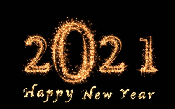 2021 Feliz Año Nuevo Escrito Con Fuegos Artificiales Sparkle Sobre — Foto de Stock