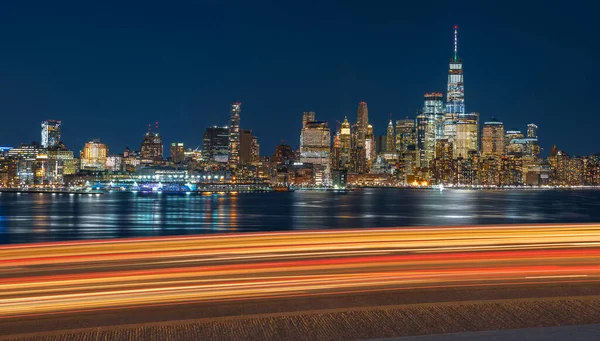 Automotive Parking Lot Concept Road Parking New York Cityscape River — Stock Photo, Image