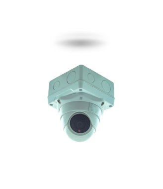 cctv güvenlik kamera beyaz zemin üzerine bina izole