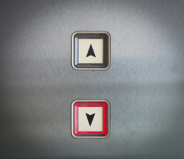 Lift knop op en neer richting met rood licht, vintage — Stockfoto