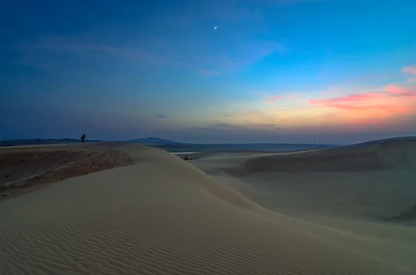 Sand dunes when sunset at muine, vietnam — Stock Photo, Image