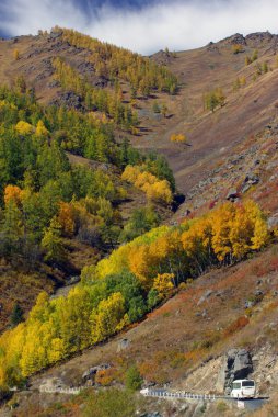 Doğu Türkistan, Çin'de sonbahar dağ yolu