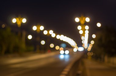 Alacakaranlık zaman, bulanık fotoğraf bokeh ışık köprüsü