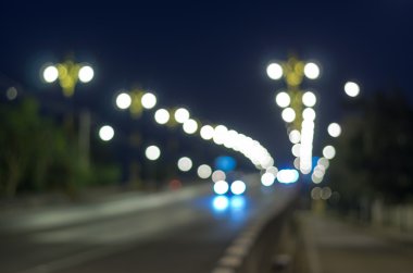 Alacakaranlık zaman, bulanık fotoğraf bokeh ışık köprüsü