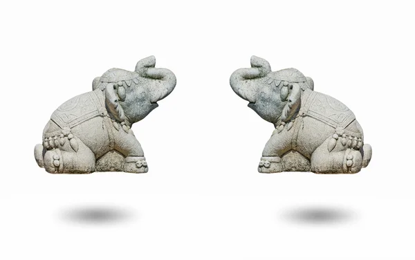 白色背景上的大象雕像隔离 — 图库照片