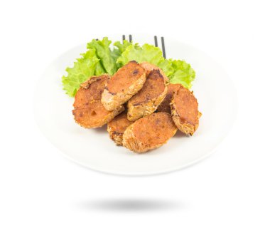 Derin kızarmış Yengeç, karides Roll sebze ile yerde