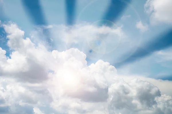 Blue sky with cloud and sun ray — Stock Photo, Image