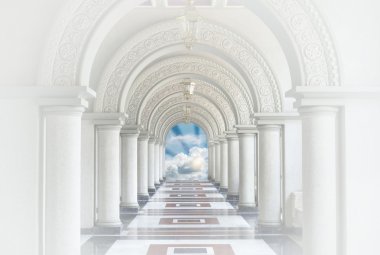 Beautiful Arched walkway with blue sky and cloud clipart