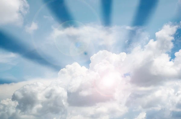 Blue sky with cloud and sun ray — Stock Photo, Image