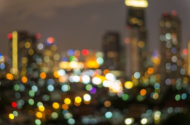 Bangkok cityscape, alacakaranlık zamanı, bulanık fotoğraf bokeh