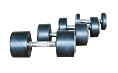 Beyaz arka plan üzerinde büyük siyah halter