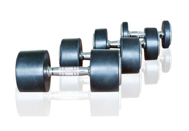 Beyaz arka plan üzerinde büyük siyah halter