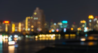 Bangkok cityscape, alacakaranlık zamanı, bulanık fotoğraf bokeh