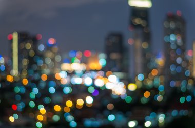 Bangkok cityscape, alacakaranlık zamanı, bulanık fotoğraf bokeh
