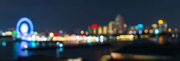 Bangkok paisaje urbano en la hora del crepúsculo, borrosa Foto bokeh — Foto de Stock