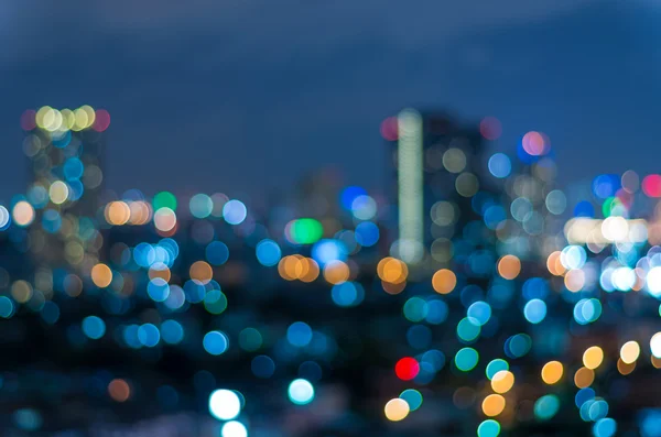 Bangkok Stadtbild in der Dämmerung, verschwommenes Foto Bokeh — Stockfoto