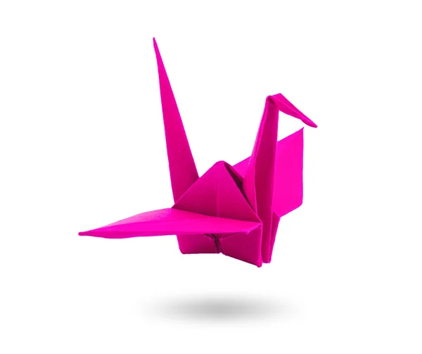 Origami rosa cuore di carta con altalena su sfondo bianco — Foto Stock