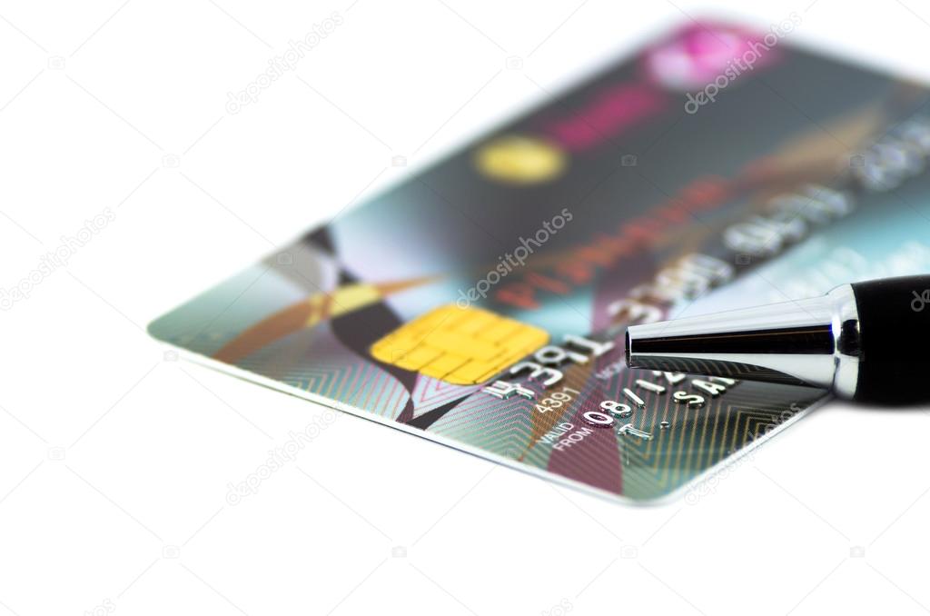 Closeup Credit card with pen