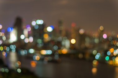 Bangkok cityscape, alacakaranlık zamanı, bulanık fotoğraf bokeh