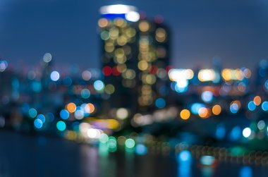Bangkok cityscape, alacakaranlık zamanı, bulanık fotoğraf bokeh